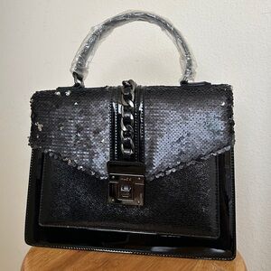 ALDO Black Sequined Sparkle Handbag with Shoulder Strap